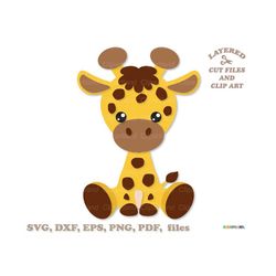 INSTANT Download. Cute sitting baby giraffe svg cut file and clip art. Commercial license is included! G_22.