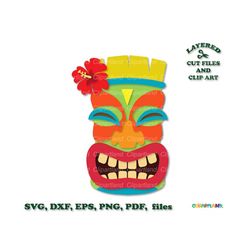 INSTANT Download. Cute tiki mask svg cut file and clip art. Commercial license is included! T_17.