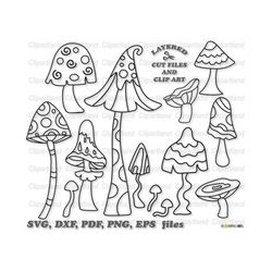 INSTANT Download. Doodle mushrooms cut files and clip art. Personal and commercial use. M_1.