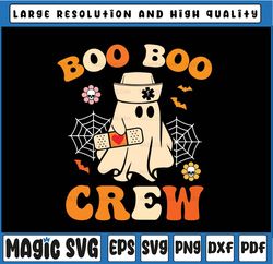 Groovy Boo Boo Crew Nurse Svg, Funny Ghost Women Halloween Nurse Svg, Happy Halloween Png, Digital Download