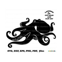 INSTANT Download. Cute octopus silhouette svg cut file. Personal and commercial use. O_1.