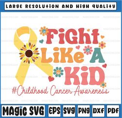 Gold Ribbon Fight Like Kids Svg, Childhood Cancer Awareness Svg, Trendy Design Svg Png, Digital Download