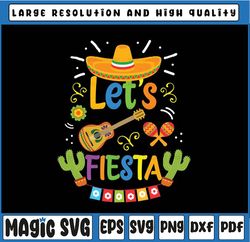 funny let's fiesta cinco de mayo mexican guitar cactus svg, mexican party sombrero maracas svg png, digital download
