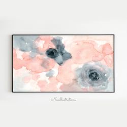 Samsung Frame TV Abstract Flower Watercolor,  Blush Pink Floral Downloadable, Digital Download Art