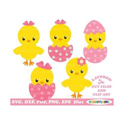 INSTANT Download. Cute Easter chicken girl svg cut file and clip art. Ecg_2. Personal and commercial use.