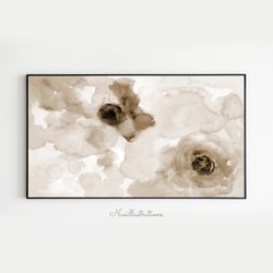 Samsung Frame TV Abstract Flower Watercolor,  Sepia Brown Floral Downloadable, Digital Download Art