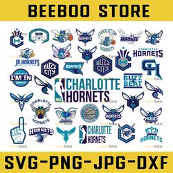 34 Files Charlotte Hornets svg, Charlotte svg, Hornets svg Logo for Silhouette, Cricut, NBA svg, NBA svg, Basketball