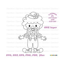 INSTANT Download. Circus clown digital stamp and clip art. C_3. Personal and commercial use.
