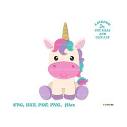 INSTANT Download. Cute sitting unicorn svg cut files. Personal and commercial use. U_4.