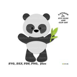 INSTANT Download. Cute panda bear svg cut files and clip art.  Personal and commercial use. P_10.