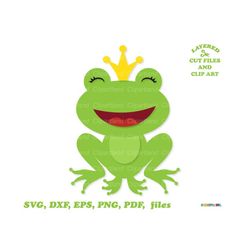 ON SALE INSTANT Download. Cute frog prince svg cut files. Frog clip art.  Personal and commercial use. F_9.