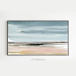 samsung frame tv abstract landscape watercolor beach ocean seascape downloadable, digital download art