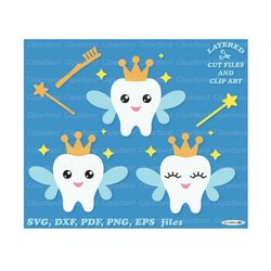 INSTANT Download. Cute tooth fairy  cut file and clip art svg. Commercial license is included! T_1.