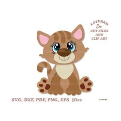 INSTANT Download. Cute sitting cat svg cut file and clip art. Personal and commercial use. C_4.