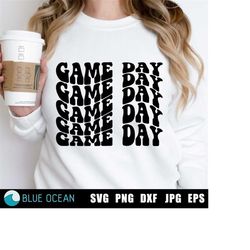 Game Day SVG, Game day football, Game day vibes SVG, Football shirt, wavy text