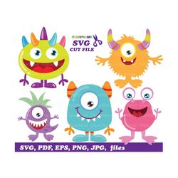 INSTANT Download. Funny monsters svg cut files. Monster clip art. Cm_7. Personal and commercial use.