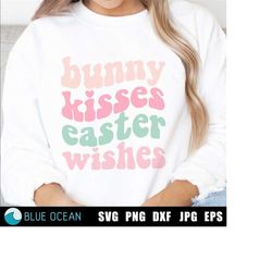 Bunny kisses Easter wishes SVG, Easter SVG, Easter SVG, Easter shirt, wavy text,