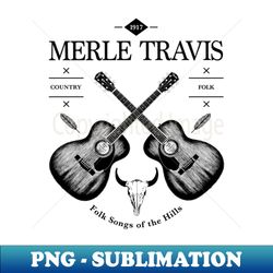 Merle Travis Acoustic Guitar Vintage Logo - Instant Sublimation Digital Download - Bold & Eye-catching