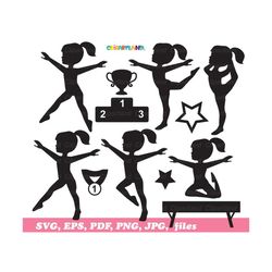 INSTANT Download. Gymnastics silhouette clip art. Svg cut files. Cgym_29. Personal and commercial use.