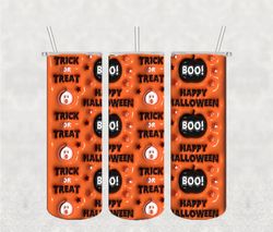 Happy Halloween Boo Tumbler PNG, 3D Tumbler Wrap, Straight Design 20oz/ 30oz Skinny Tumbler PNG, Instant download