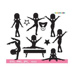 INSTANT Download.  Gymnastics silhouette clip art. Svg cut files. Cgym_28. Personal and commercial use.