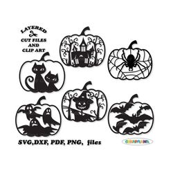 INSTANT Download. Cute Halloween pumpkin decoration svg cut file and clip art. Commercial license is included ! Pd_1.
