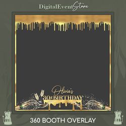 360 Champagne Overlay 360 Gold Birthday Overlay Photobooth 360 Celebration BDay Selfie 360 Christmas Custom Overlay 360