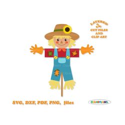 INSTANT Download. Cute scarecrow svg cut file and clip art. Commercial license is included ! S_13.