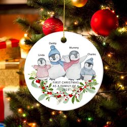 Custom Family of 4 Christmas Ornament, Personalized First Christmas as a Family of 4 Bauble