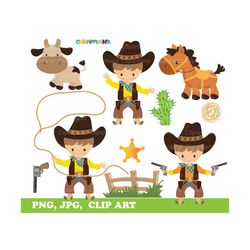 INSTANT Download. Cowboy clip art. Ccb_9. Personal and commercial use.