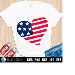 American flag heart SVG, 4th of July SVG, Patriotic heart SVG, Distressed grunge cute files