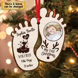 personalized baby photo wooden ornament,