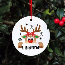 custom name baby deer ornament, babys christmas ornament personalized deer with name