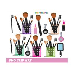 instant download. makeup brush set. cosmetics clipart. cb_3. personal and commercial use.