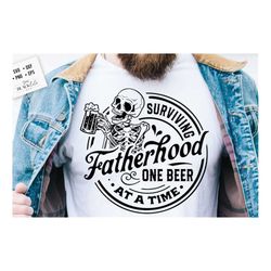 Surviving fatherhood one beer at a time svg, Father's Day svg, Funny Dad svg, Birthday Dad svg, Dad svg, Vintage birthda