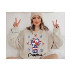 Personalized 4th of July Grandma Png, 4th of July Png, Grandma Flower With Kids Names, American Flag Png, Floral Grandma
