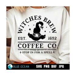 Witches Brew Coffee Co SVG,  Halloween SVG,   Halloween Coffee Design, Witch Hat Svg,  Funny Halloween PNG