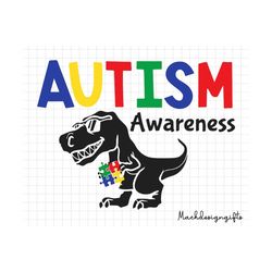 Autism Awareness Dinosaur Svg, Autism Awareness Svg, Dino Autism Svg, Autism Puzzle Pieces, Puzzle Pieces Svg, Autism Su