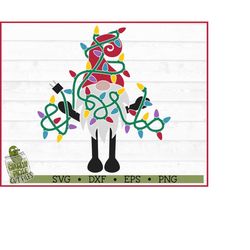 Christmas Gnome with Lights SVG File, dxf, eps, png, Christmas svg, Gnome svg, Silhouette Cameo svg, Cricut svg, Cut Fil