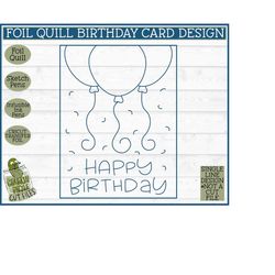Foil Quill Birthday Card Balloons SVG File, Single Line svg, Sketch svg, Foil Quill Design, Laser Engraving svg, Digital