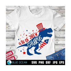 4th of July Svg, Patriotic Dinosaur Svg, American T-Rex, Independence Day cut files
