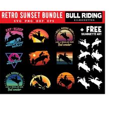 Bull riding svg files -Retro art graphic theme bundle  instant digital downloads