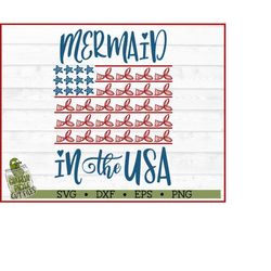 Mermaid in the USA Patriotic SVG File, dxf, eps, png, July 4th svg, Mermaid svg, Cricut svg, Silhouette Cameo, Cut File,