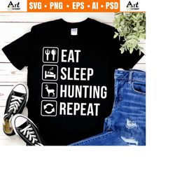 Deer hunting svg - Funny Eat sleep Repeat memes graphic theme Buck hunter svg files