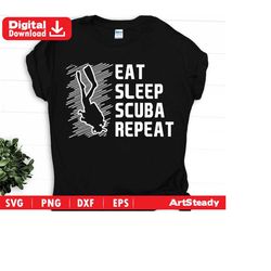 Scuba svg files - eat sleep repeat artsy cool art  Eat Sleep Scuba diving Repeat retro style