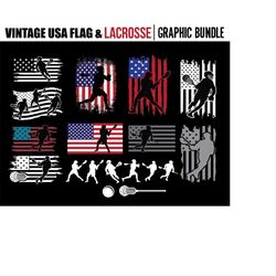 Lacrosse svg files - lax sports svg USA flag graphic bundle art