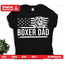 boxer svg for dog pet owner- boxer dad vintage us flag patriotic theme dog lover svg instant download