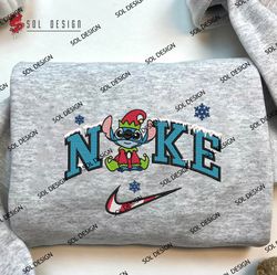 Nike Stitch Christmas Elf Embroidered Sweatshirt, Christmas Disney Embroidered Shirt, Xmas Unisex Embroidered Hoodie