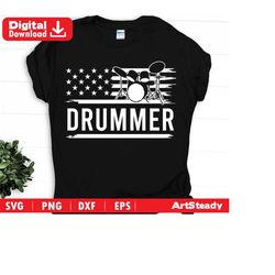 Drums svg files - american Vintage USA patriotic flag graphic theme  Drummer svg musician instant digital downloads