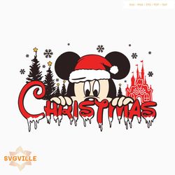 Funny Mickey Christmas Disney Castle SVG File For Cricut